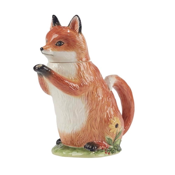 4-Cup Earthenware Woodland Critters 3-D Fox Tea Pot