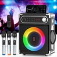 thumbnail image 1 of Máquina de karaoke HWWR con 3 micrófonos inalámbricos UHF Bluetoo, 1 of 7