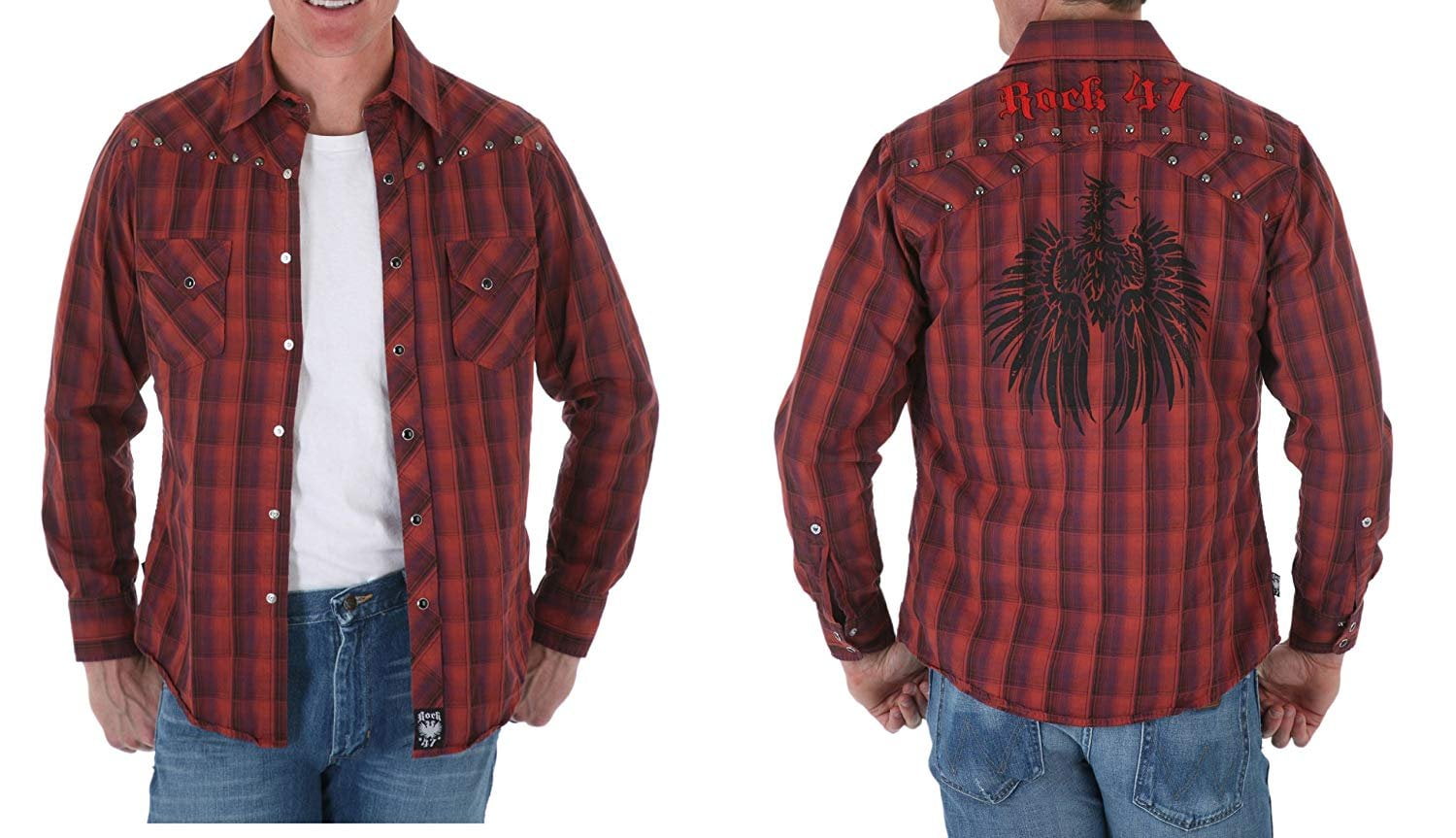 Double Pump Mens Shirts Long Sleeve Casual with Pockets Western Plaid Shirts Reg