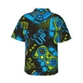 thumbnail image 3 of Uemuo Play Game Printed Regular Fit Short Sleeve Casual Hawaiian Shirt for Men,Aloha shirt,Tropical shirt,Floral print shirt,Vacation Beach shirt-Large, 3 of 9