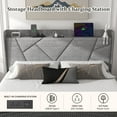 thumbnail image 6 of NISIEN Full Size Bed Frame with Charging Station, Upholstered Platform Bed with Wingback Storage Headboard, Light Gray, 6 of 11