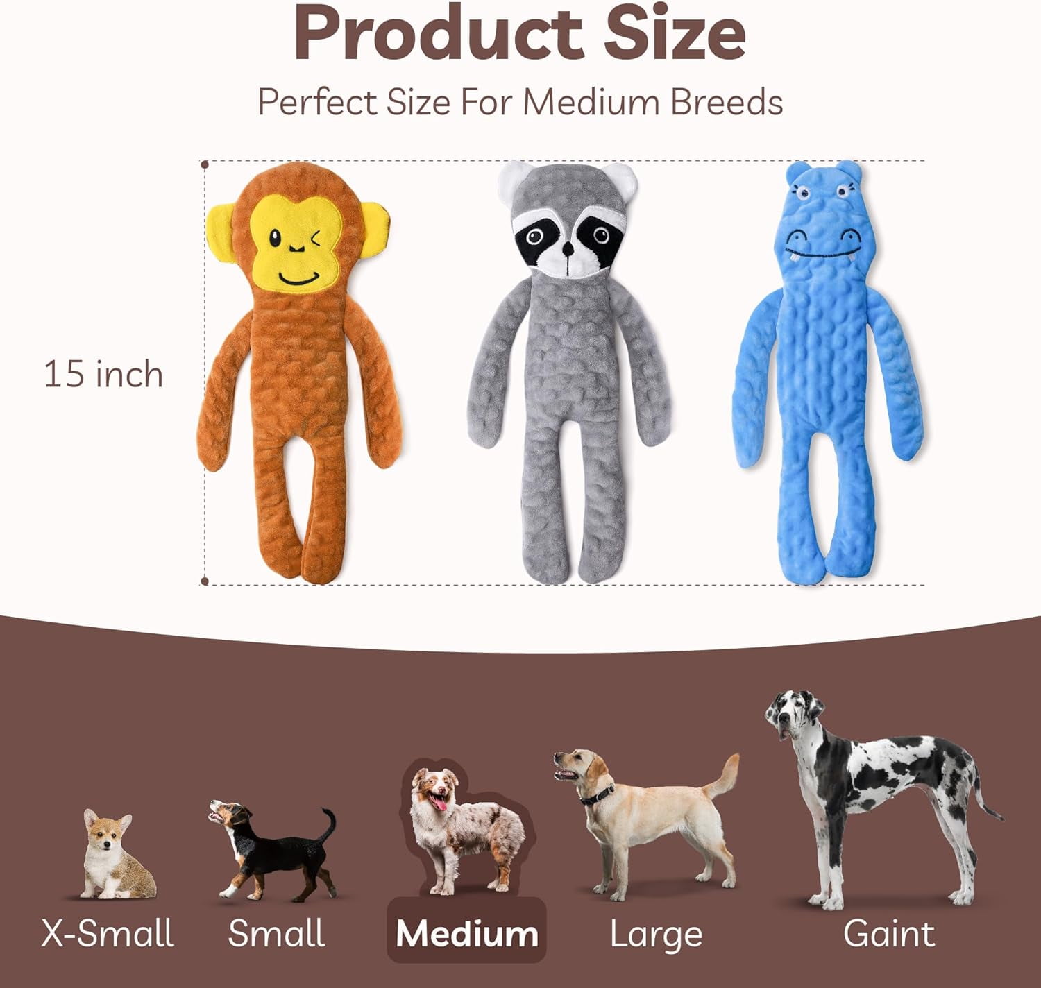 SHARLOVY No Stuffing Dog Toys 3 Pack, Crinkle Interactive Dogs Toy for Boredom, Puppy Toys for Teething to Keep Them Busy, Cute Squeaky Dogs Toy for Small, Medium, and Large Breed