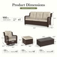 thumbnail image 3 of Mvpipi Outdoor Patio Furniture Set with Swivel Chairs and Ottoman, 6 Pieces All-Weather Wicker Patio Conversation Sets with Sofa and Coffee Table for Backyard, Porch, Balcony, Beige, 3 of 9