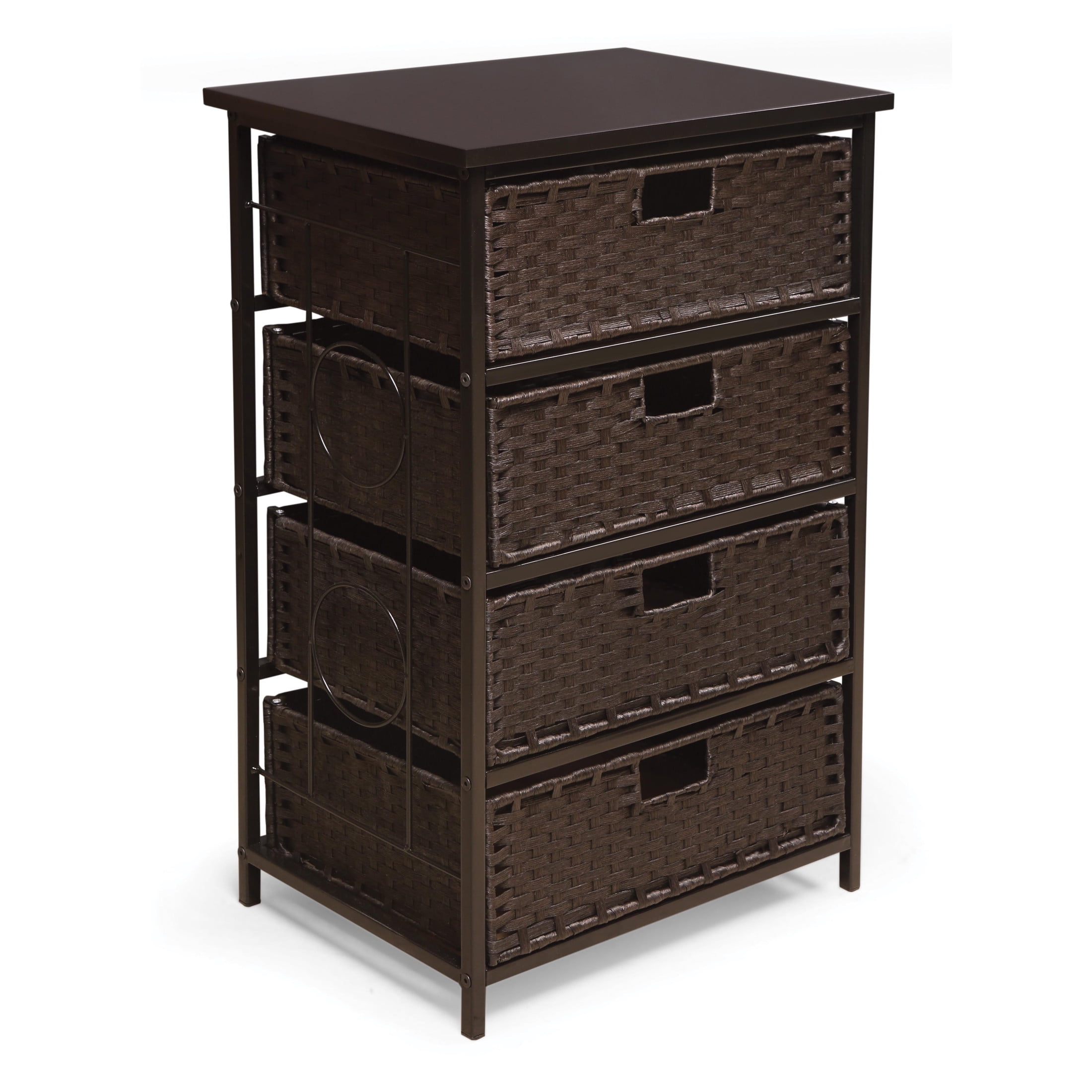 Badger Basket August Collection Tall Four Basket Storage Unit - Espresso