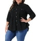 thumbnail image 4 of Camisas de pana de talla grande para mujer Agnes Orinda, blusas con peplum y botones, con bolsillos, 4X, negras, 4 of 6