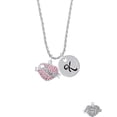 thumbnail image 2 of Delight Jewelry Silvertone Sister Banner on Pink Crystal Heart Silvertone Script Initial Disc - K - Charm Necklace, 20"+3", 2 of 4