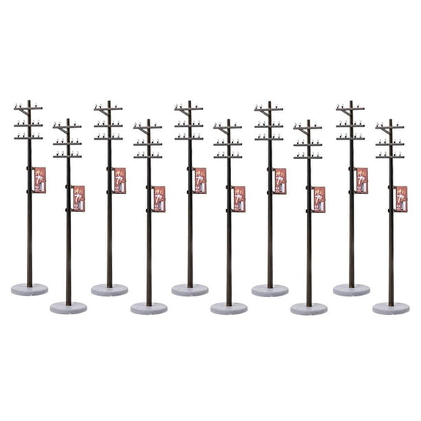 10 postes de línea eléctrica a escala 1/87 para tren, ferrocarril, parque, diseño paisajístico, escala HO 9.3cm