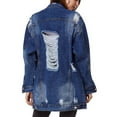 thumbnail image 3 of gbyLJF Women's Mid-length Denim Jacket intage Loose Fit Button Down Jackets Lapel Long Sleeve Cardigan Coats with Pockets, 3 of 5