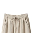thumbnail image 4 of Jerdar Women's Lightweight Linen Capri Pants Summer Wide Leg Pocket Drawstring Elastic Waist Pants L, 4 of 8
