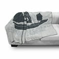 thumbnail image 3 of Vintage Boat Soft Flannel Fleece Blanket, Gypsy of the Sea Pirate Ship Headed to Treasure Island Vintage Style, Cozy Plush for Indoor and Outdoor Use, 70" x 90", Dark Blue Grey White, by Ambesonne, 3 of 6