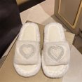 thumbnail image 2 of Mfakffe House Slippers for Women Bedroom Fluffy Open Toe Non Slip Slippers Winter Cozy Shoes Warm Slip on Slides for Daily Wear, 2 of 4