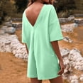 thumbnail image 5 of BUIgtTklOP Women's Summer Oversized Hot Short Tee Romper Casual Workout Athletic Romper Onesie Backless Loose Shorts Jumpsuit Overalls With Pocket, 5 of 6