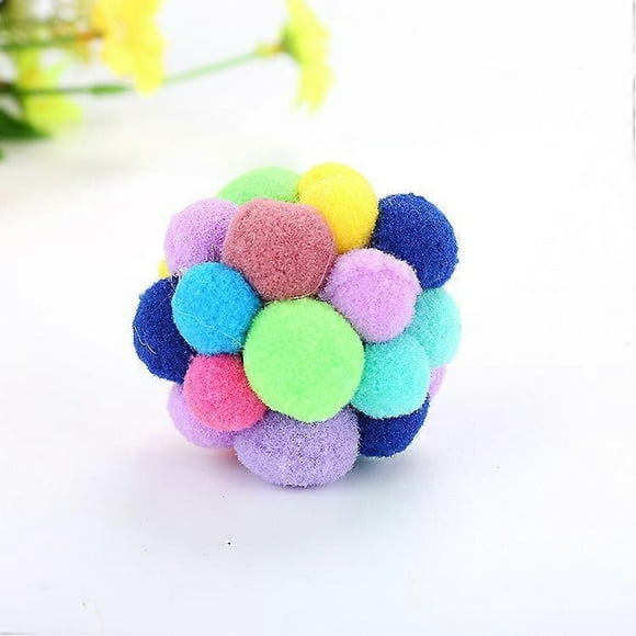 Chat Balles Colores, 1 Pices Jouet de Formation Interactif pour Chat, Color Chat en Peluche Balle Jouet Chaton Pompoms, Chaton Balle en Peluche Jouet