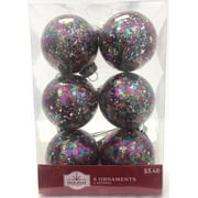 Holiday Time, Multi Colored Sequin Ball Christmas Shatterproof Ornaments , 6 Count