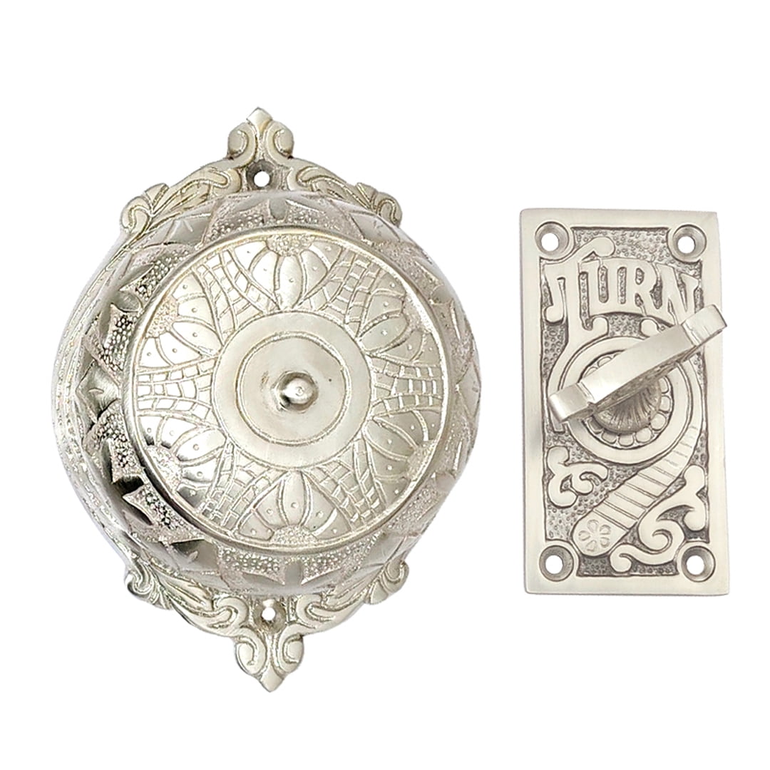 Shristy Hardware "Hezekiah" Brass Manual Old Fashioned Door Bell – Vintage Twist Bell with Key Plate – Mechanical Doorbell for Home – (Pack of Satin Nickel Finish) PT-2