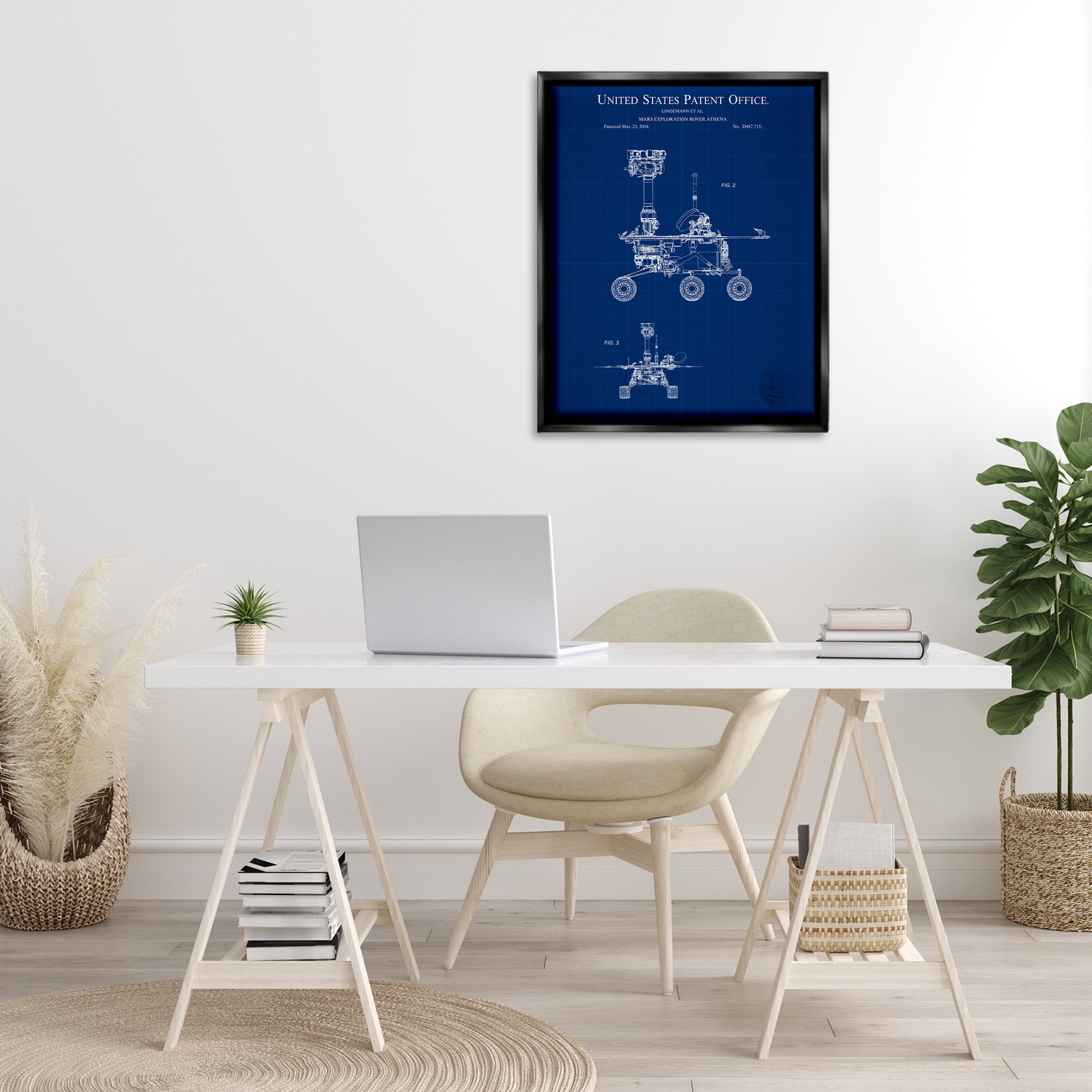 Stupell Industries Mars Exploration Blueprint Transportation Painting Black Floater Framed Art Print Wall Art, 25 x 31