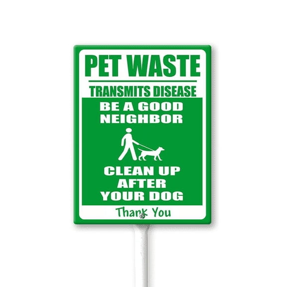 Eveokoki Pet Waste Be A Good Neighbor Signs for Yard with Stake, Sturdy Aluminum Sign Rust Free, Dog Poop Sign Decoration for Yard Garden Lawn Outdoor 4.6"×6"