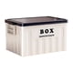 thumbnail image 1 of Contenedor de almacenamiento con tapa, cajón utilitario y asas, caja de almacenamiento de gran capacidad con tapa Blanco Azul, 1 of 9
