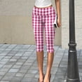 thumbnail image 2 of Minjewel Pants for Women - Floral Print Pleated Cropped Yoga Pants - Breathable Summer Bottoms Capri Pants for Women,Pink 2XL, 2 of 7