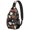 Black Halloween Ghosts-3, variant on Sling Backpack,Black Halloween Ghosts Bats and Stars Sling Bag with Water Bottle Holder,Waterproof Sling Bag for Men/Women with Headphone Jack for Hiking,Travel