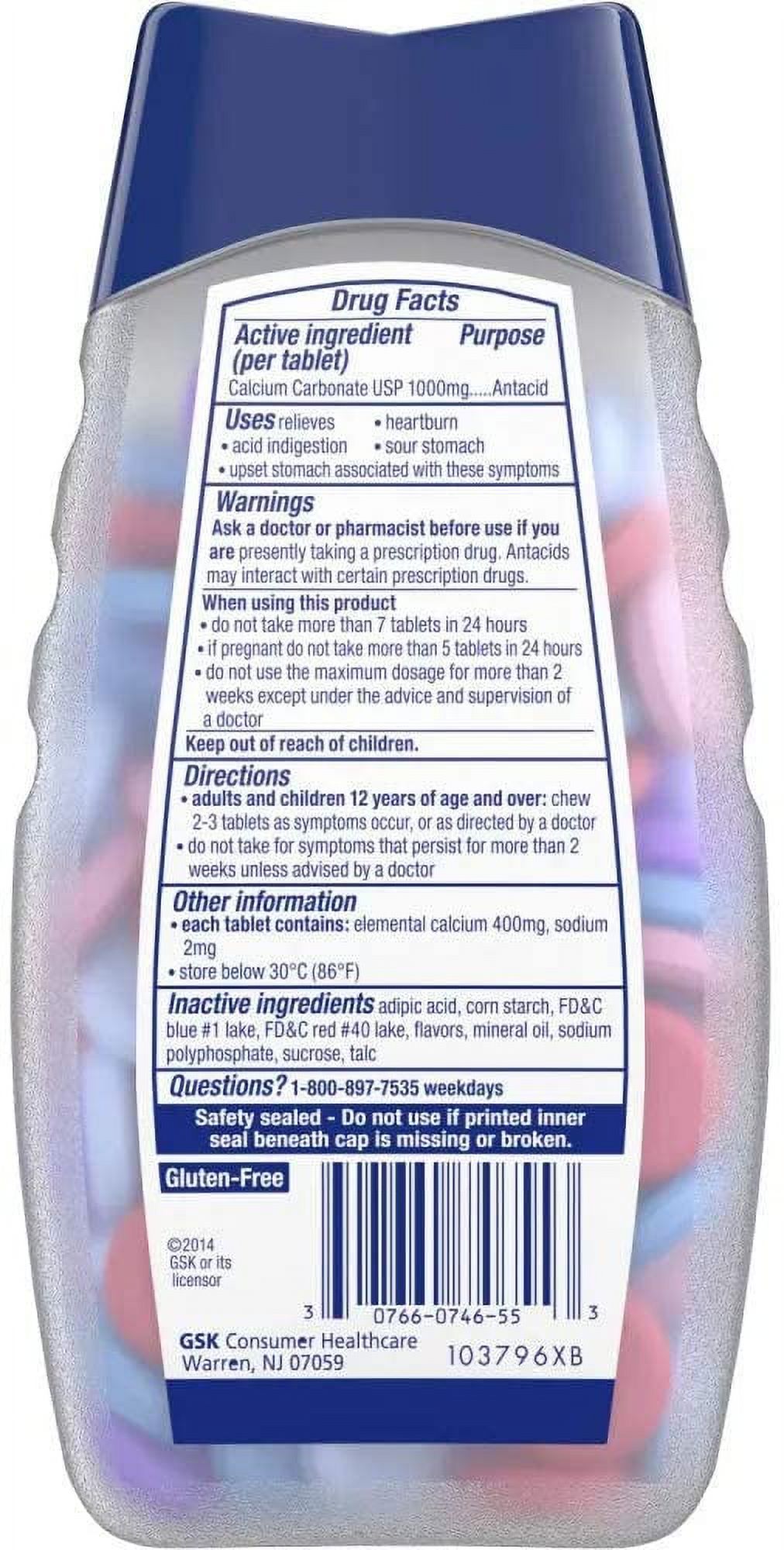 Tums Ultra Strength 1000 Antacid Chewable Tablets Assorted Berries