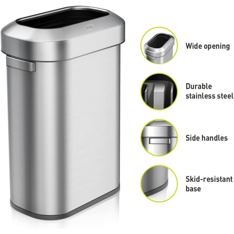 EKO Urban 24 Gallon Round Stainless Steel Open Top Waste Bin, Tall  Commercial Trash Can for Indoor/Outdoor, Extra Large Metal Garbage Bin for  Office, Restaurant, Restroom, 90L - Yahoo Shopping