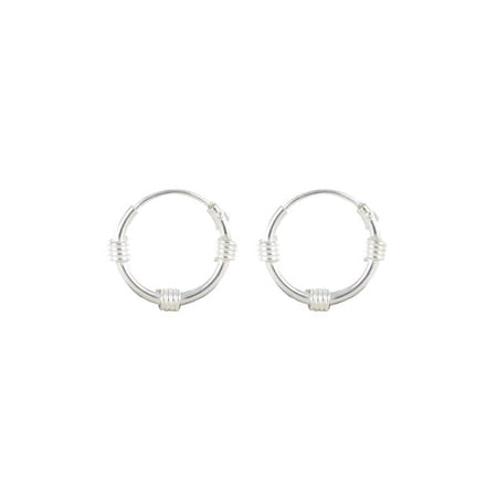 bali hoop thin sterling earrings silver