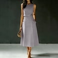 thumbnail image 2 of Bovxnpu Women Skirt Set Casual Office Outfits 2 Piece Sleeveless Crew Neck High Waisted A Line Skirts, 2 of 8