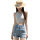 thumbnail image 5 of Pantalones cortos vaqueros negros de cintura alta para mujer, pantalones cortos finos, elásticos, Spice Girl, palabra a, verano 2022, 5 of 5