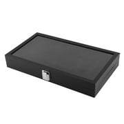 72 Slot Ring Display Case Organizer Jewelry Storage Box With Glass Top Cover