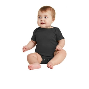 Rabbit Skins, Baby Soft Short-Sleeve Bodysuit , Black, 6 Months