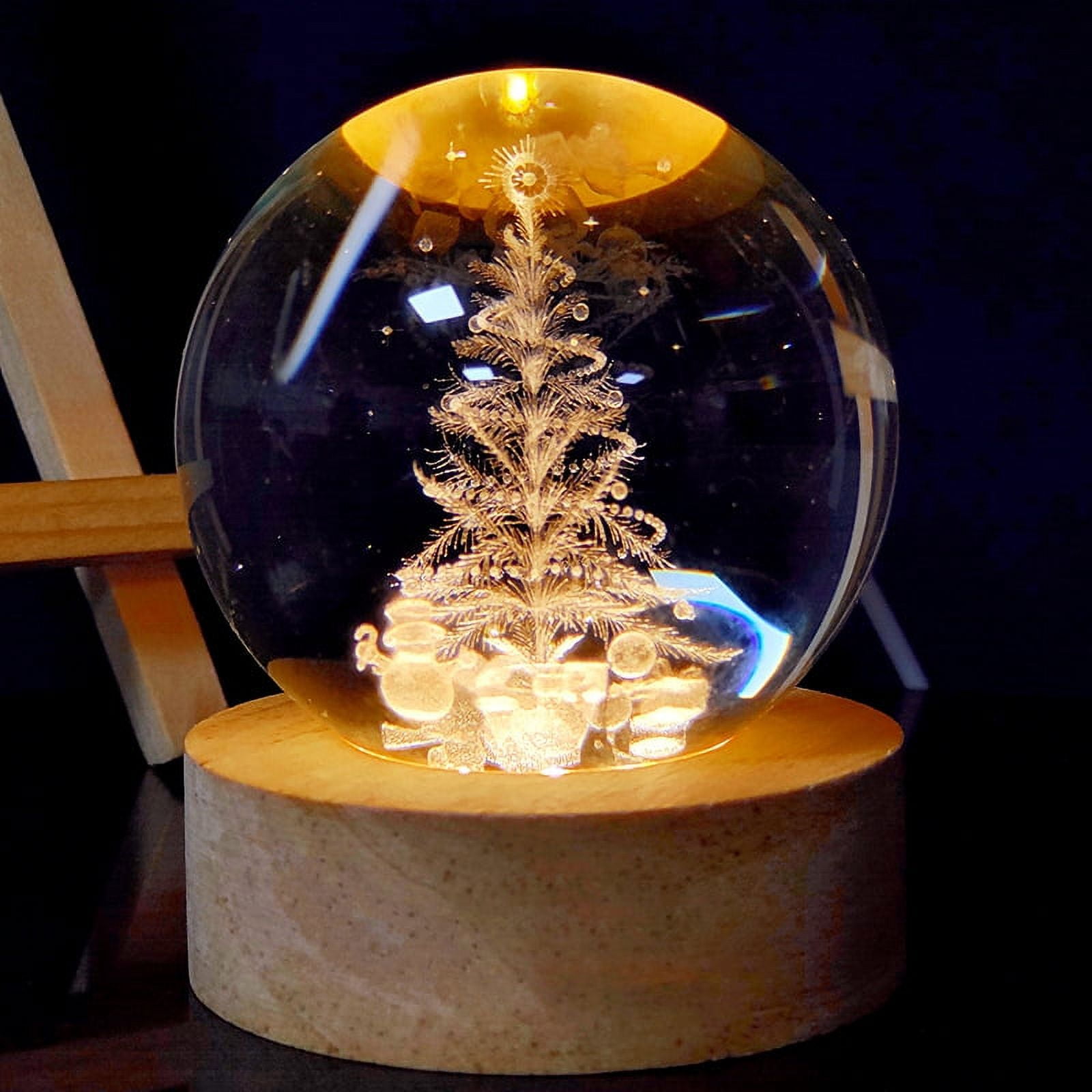 Voie Lactée Veilleuse En Boule De Cristal 3D, Avec Base Colorée LED