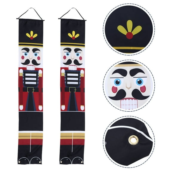 KALLORY 1 Pair Festive Door Decoration Nutcracker Soldier Pendant Multi Colored Outdoor Display