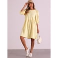 thumbnail image 2 of DARING DIVA Casual Scoop Neck Pocket Babydoll Dress XL Pale Yellow, 2 of 6