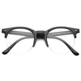 thumbnail image 1 of sunglassLA Unisex Retro Semi-Rimless Clear Lens Round Horn Rimmed Eyeglasses 50mm (Shiny Black / Clear) - 50mm, 1 of 4
