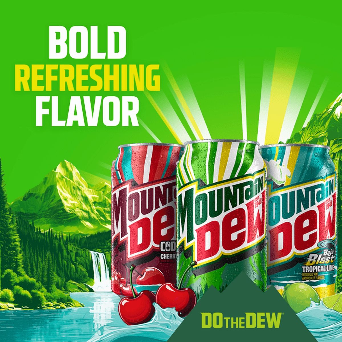 Mountain Dew Summer Freeze Soda, 12 fl oz Cans, 12 Pack – Limited Edition Red, White & Blue Flavor