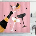 thumbnail image 1 of Ambesonne Champagne Shower Curtain, Party Time Cheers Glasses, 69"Wx70"L, Pale Pink Marigold Black, 1 of 3