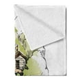 thumbnail image 2 of Landscape Soft Flannel Fleece Throw Blanket, Sketch of Lake House in the Forest Hand Drawn Composition Vacation, Cozy Plush for Indoor and Outdoor Use, 50" x 70", Green Brown Black, by Ambesonne, 2 of 5