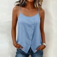 thumbnail image 2 of HappyYEE Plus Size Camisole Tops for Women Spaghetti Strap Sleeveless Cami Tops with Button Decor Loose Fashion Summer Versatile Tank Light Blue S, 2 of 4