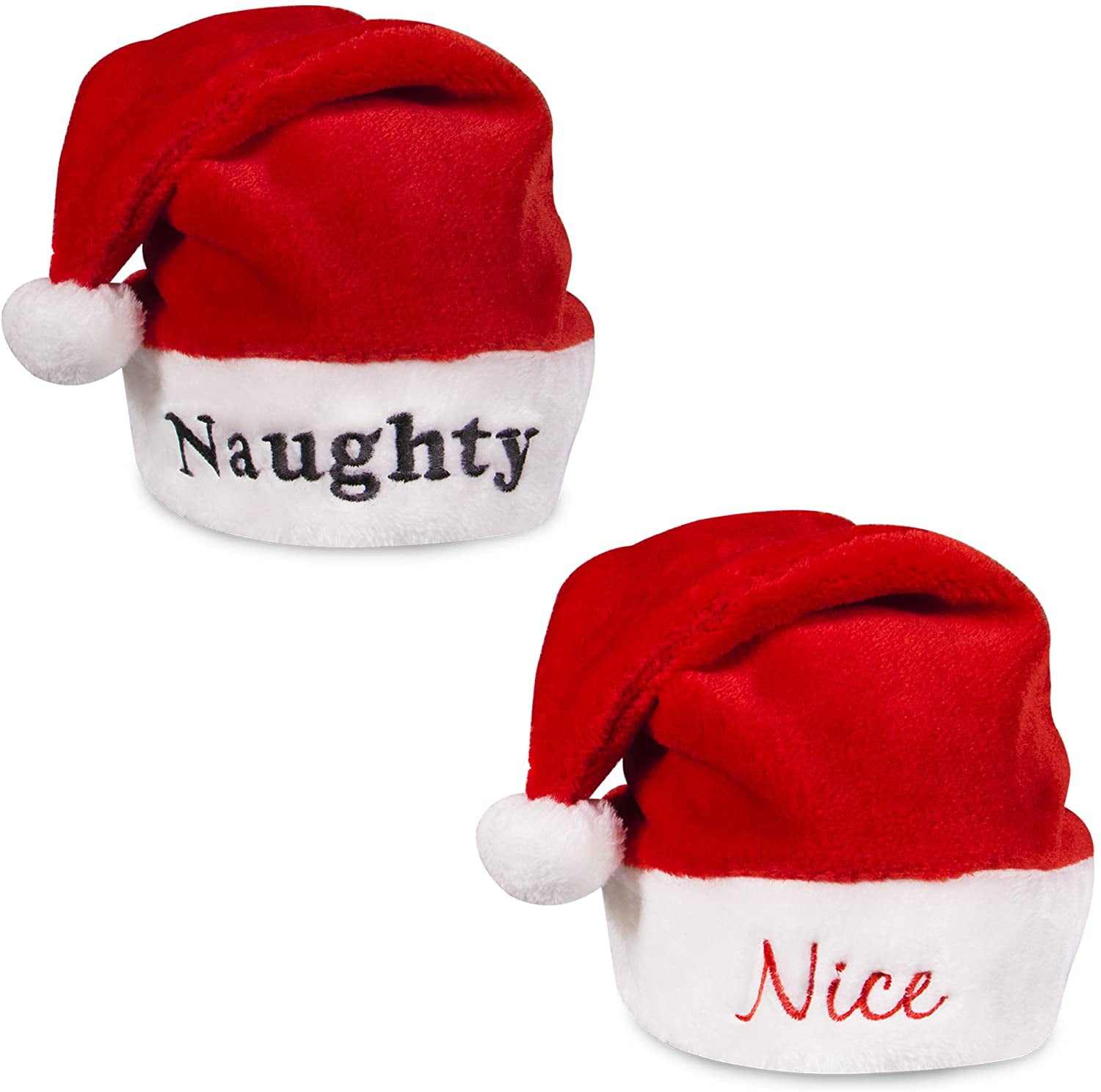Plush Red Holiday Christmas Santa Hats 