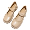 thumbnail image 1 of Zapatos de plataforma con hebilla para mujer, suela de goma cómoda, zapatos de vestir de uniforme escolar de cuero PU para verano, té de la leche, Color 38, 1 of 14