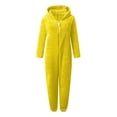 thumbnail image 4 of SDNall Coral Fleece Pajamas for Women Winter Warm Onesie Hooded Zip-Up Sleepwear Long Sleeve Hooded Jumpsuit Pajamas Casual Winter Warm Rompe Sleepwear (Yellow, Sizes S-XXXXXL), 4 of 9