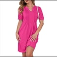 thumbnail image 1 of Vestido Tipo Túnica con Cuello en V, Informal, de Corta Abullonada, para Mujer, 2025 Rosa Roja L, 1 of 6