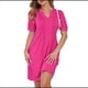 thumbnail image 1 of Vestido Tipo Túnica con Cuello en V, Informal, de Corta Abullonada, para Mujer, 2025 Rosa Roja L, 1 of 6