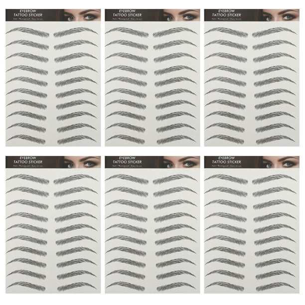 6 Sheets 3D Eyebrows Stickers False Eyebrows Tattoos Temporary Eyebrows