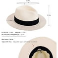 thumbnail image 3 of Sombreros de paja para mujer verano playa sombrero de sol ala ancha Fedora Cap UPF50+, 3 of 5