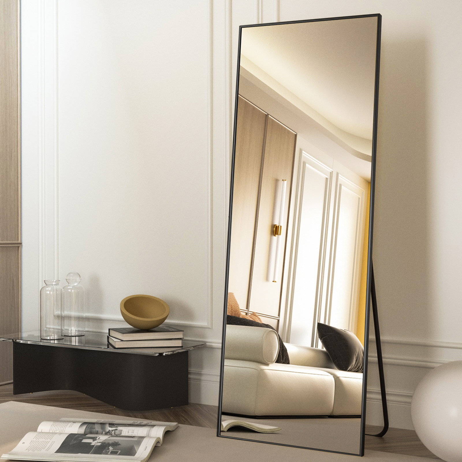 BEAUTYPEAK 64"x21" Full Length Mirror Rectangle Body Dressing Floor Standing Mirrors, Black - image 3 of 8
