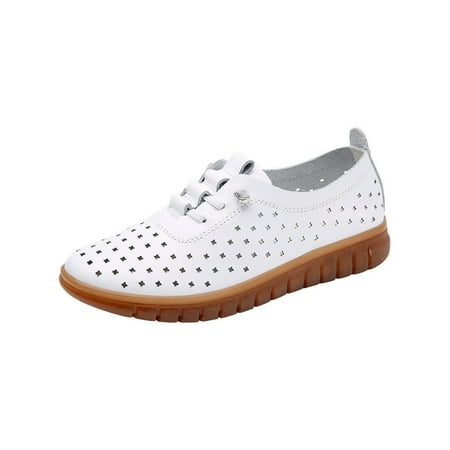 

Rotosw Lady Wedges Hollow Out Casual Shoes Slip On Loafers Classic Round Toe Driving Comfortable White 5