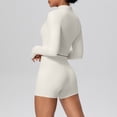thumbnail image 5 of YueHuiYing Women's Two-Piece Sports Set: Compression Quick-Dry Long-Sleeve Zipper Jacket and Shorts - Energetic Yoga Activewear, 5 of 5