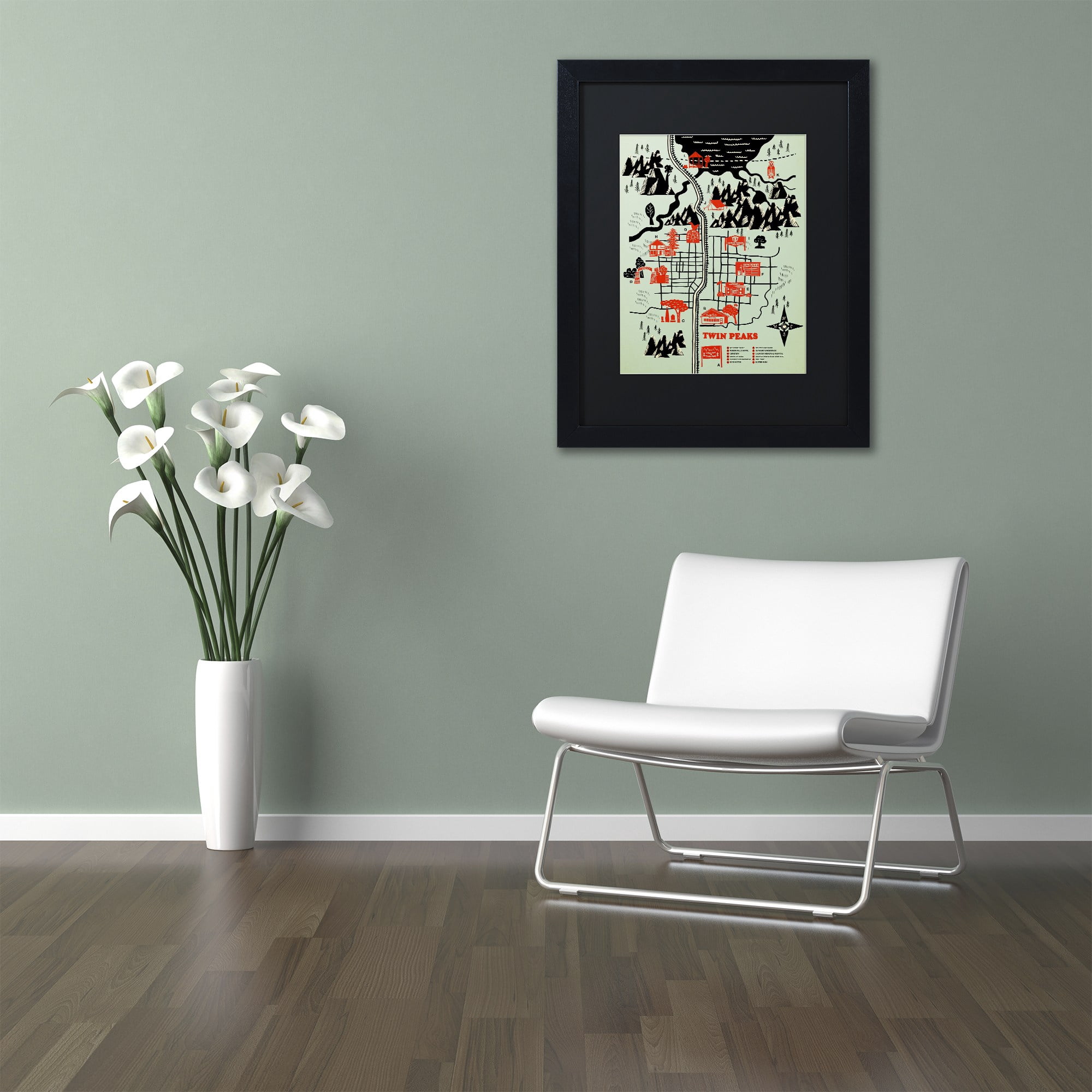 Trademark Fine Art 'Welcome To Twin Peaks' Canvas Art by Robert Farkas, Black Matte, Black Frame